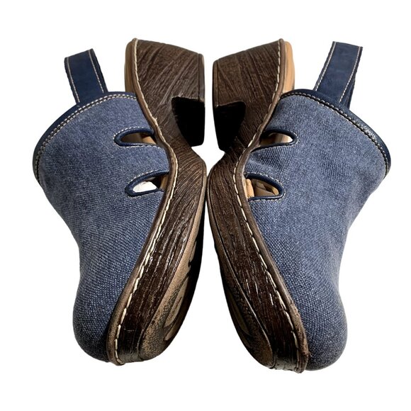 BOC Born Shoes Womens 9 M Lyza Blue Canvas Adjustable Slingback Block Heel Clogs - Picture 5 of 9